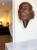 Soyut 3D Yüz Heykeli – Modern Duvar Sanatı | El Yapımı Dekoratif Mask | 48x32 cm Çağdaş Heykel Duvar Dekoru - 2