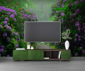 Mor Çiçekli Yeşil Orman Patika Yol Manzaralı Duvar Kağıdı thumbnail 3