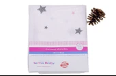 Sema Baby Çok Amaçlı Müslin Örtü 100x80 cm - Pembe Yıldız 8682476853124 - 2