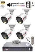 FURY 4 Kamera Sesli Gece Renkli Güvenlik Kamerası Full Hd-su Geçirmez Güvenlik Kamerası Seti 1tb thumbnail 1