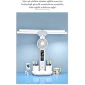 Monozone Fanlı Masa Lambası 7w Şajlı Saat Takvim Dereceli Masa Lambası Kalemlik ve Telefon Tutuculu - 7