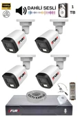 FURY 4 Kamera Sesli Gece Renkli Güvenlik Kamerası Full Hd-su Geçirmez Güvenlik Kamerası Seti 1tb thumbnail 2