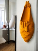 Soyut 3D Yüz Heykeli – Modern Duvar Sanatı | El Yapımı Dekoratif Mask | 48x18 cm Heykel Duvar Dekoru - 7