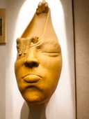 Soyut 3D Yüz Heykeli – Modern Duvar Sanatı | El Yapımı Dekoratif Mask | 48x18 cm Heykel Duvar Dekoru - 5