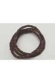 4-6 MM YUVARLAK ÖRGÜLÜ NATUREL (DOĞAL) DERİ KORDON (1 METRE) thumbnail 5