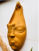 Soyut 3D Yüz Heykeli – Modern Duvar Sanatı | El Yapımı Dekoratif Mask | 48x18 cm Heykel Duvar Dekoru - 4