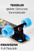 Işıklı Kaykay Silikon Teker Sessiz Semi-PRO Skeleton Model Zımparalı Skateboard Longboard 80 cm 3116 - 3