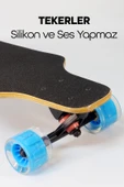 Işıklı Kaykay Silikon Teker Sessiz Semi-PRO Skeleton Model Zımparalı Skateboard Longboard 80 cm 3116 - 4