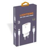 PDAteknoloji Yetty Lightning 2 in 1 Hızlı Şarj Cihazı + Lightning Kablo Beyaz YT-10L (Yerli Üretim) - 2