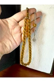 ÇUBUK KEHRİBAR TESBİH SARI-BAL RENKLİ KAPSÜL KESİM T-188 - 1