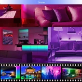 Rgb Şerit LED 5 Metre 5050 Smd/60LED Double Pcb tak çalıştır adaptörlü wifi bluetooth renkli kumanda dekoratif set esnek - 8