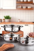 WEYNE Mango Kitchen Artemis - 6 Parça Paslanmaz Çelik Sahan Seti (16-18-20 CM) 18/10 Paslanmaz Çelik - 2