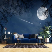 Gece, Ay ve Yıldız Gökyüzü Manzaralı Duvar Kağıdı thumbnail 1