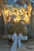 Sole Sevgiliye Özel Peri LED Işıklı Dore-Gümüş Konsept Romantik Peluş Ayıcık Buketi - 3