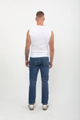 Erkek Straight Fit Normal Bel Rahat Kesim Düz Paça Koyu Mavi Jean Pantolon - 3