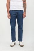 Erkek Straight Fit Normal Bel Rahat Kesim Düz Paça Koyu Mavi Jean Pantolon - 4