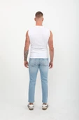 Erkek Slim Fit Normal Bel Düz Kesim Dar Paça Likralı Açık Mavi Jean Pantolon - 4