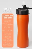 Pipetli Paslanmaz Çelik Matara - 304 Çelik Spor Suluk BPA İçermez Taşınabilir Tasarım - Turuncu Renk - 2