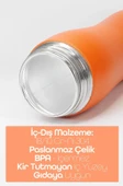Pipetli Paslanmaz Çelik Matara - 304 Çelik Spor Suluk BPA İçermez Taşınabilir Tasarım - Turuncu Renk - 4