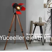 Yüceeller Retro Kırmızı Başlıklı Tripot Ayaklı Lambader - 3
