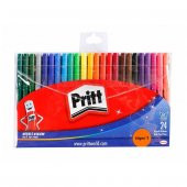 Keçeli Kalem Renkli 24Lü Tam Boy Pritt Keçeli Kalem 24 Renk Tam Boy Plastik Kutu Set - 1
