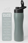 Paslanmaz Çelik Matara - 304 Çelik Spor Suluk BPA İçermez Taşınabilir Tasarım - Füme Renk thumbnail 2