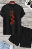 Rose Baskı Şort Takım - 1
