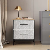 2 Çekmeceli Çok Amaçlı Dolap Komodin Sehpa Gri 1588 - 2