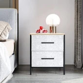 2 Çekmeceli Çok Amaçlı Dolap Komodin Sehpa Gri 1588 - 5