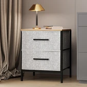 2 Çekmeceli Çok Amaçlı Dolap Komodin Sehpa Gri 1588 - 1