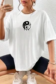 Unisex Yin & Yang Baskılı T-shirt thumbnail 4