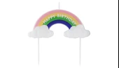 Happy Bırthday Baskılı Gökkuşağı Bulut Şeklinde Mum 10 cm thumbnail 1