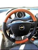 DİKİŞLİ DİREKSİYON KILIFI TABA DERİ SİYAH DERİ SİYAH DİKİŞLİ CHEVROLET AVEO İÇİN - 1