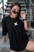 Unisex X Baskılı T-shirt - 1