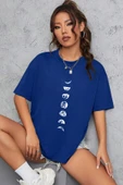 Unisex Moon Phases Baskılı T-shirt - 5