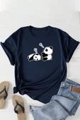 Unisex Uykucu Panda Baskılı Tasarım Tshirt thumbnail 3