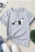 Unisex Uykucu Panda Baskılı Tasarım Tshirt thumbnail 11