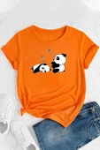 Unisex Uykucu Panda Baskılı Tasarım Tshirt thumbnail 9