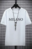 Erkek Milano Baskılı Oversize Tshirt - 5