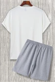 Unisex Over Baskılı Şort Takım - 3