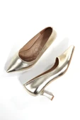 Kandy Altın Dore Abiye Ayakkabı Kısa Topuklu Stiletto - 1