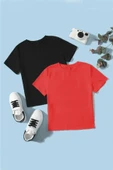 Çocuk 2'li Pamuklu Rahat Kalıp Tshirt - 5