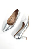 Kandy Gümüş Abiye Ayakkabı Kısa Topuklu Stiletto thumbnail 1