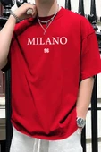 Erkek Milano Baskılı Oversize Tshirt - 11