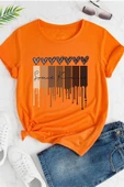 Unisex Leopar Kalp Baskılı Oversize T-shirt - 10