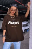 Unisex Pleasure Baskılı Oversize Tshirt thumbnail 1