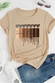 Unisex Leopar Kalp Baskılı Oversize T-shirt - 12