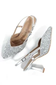 Paris Gümüş Cam Kırığı Abiye Ayakkabı Yüksek Topuklu Stiletto - 1
