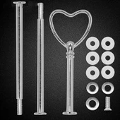 Epoksi 3 Katlı Meyve Ve Cupcake Stant Bağlantı Aparatı Stant Tutucu Kalpli   Gümüş thumbnail 1