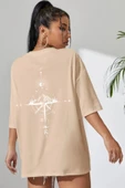 Unisex Yön Gösteren Baskılı Tasarım Tshirt - 5